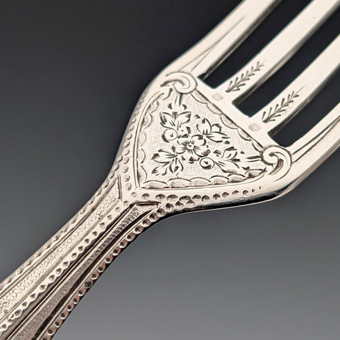 1876年 英国アンティーク 純銀ブレード&白蝶貝ハンドル カトラリー6ペア 木箱入り James Dixon&Sons